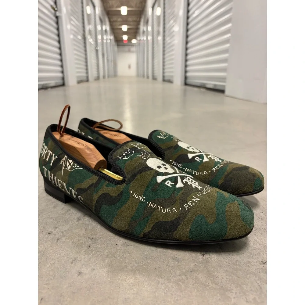 Polo Ralph Lauren slipper Mens 12 Camo Loafer Skull Forty Thieves Velvet Slipper